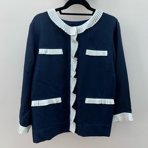 JCrew navy & white blouse // size XXL